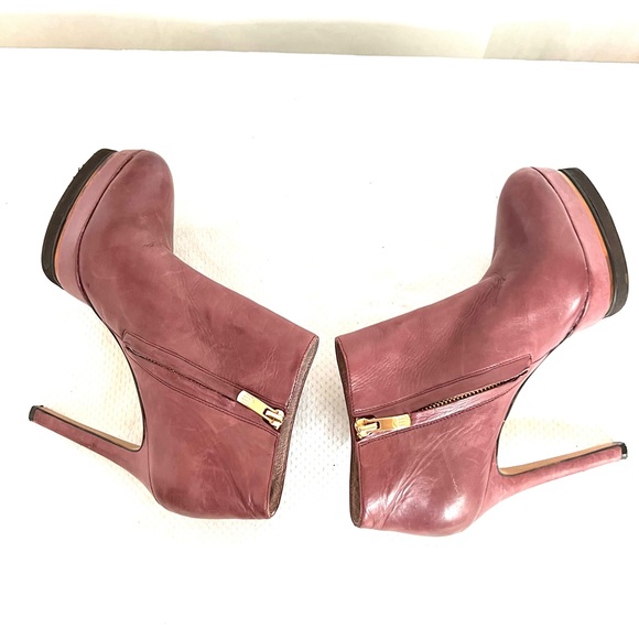 Vince Camuto Magenta Leather Hight Heel Plarform Booties - Picture 6 of 11